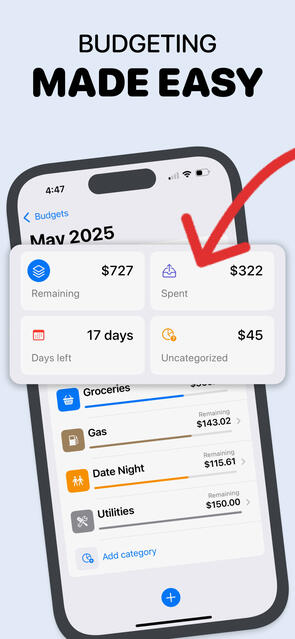 Budgeting made easy Main app screen